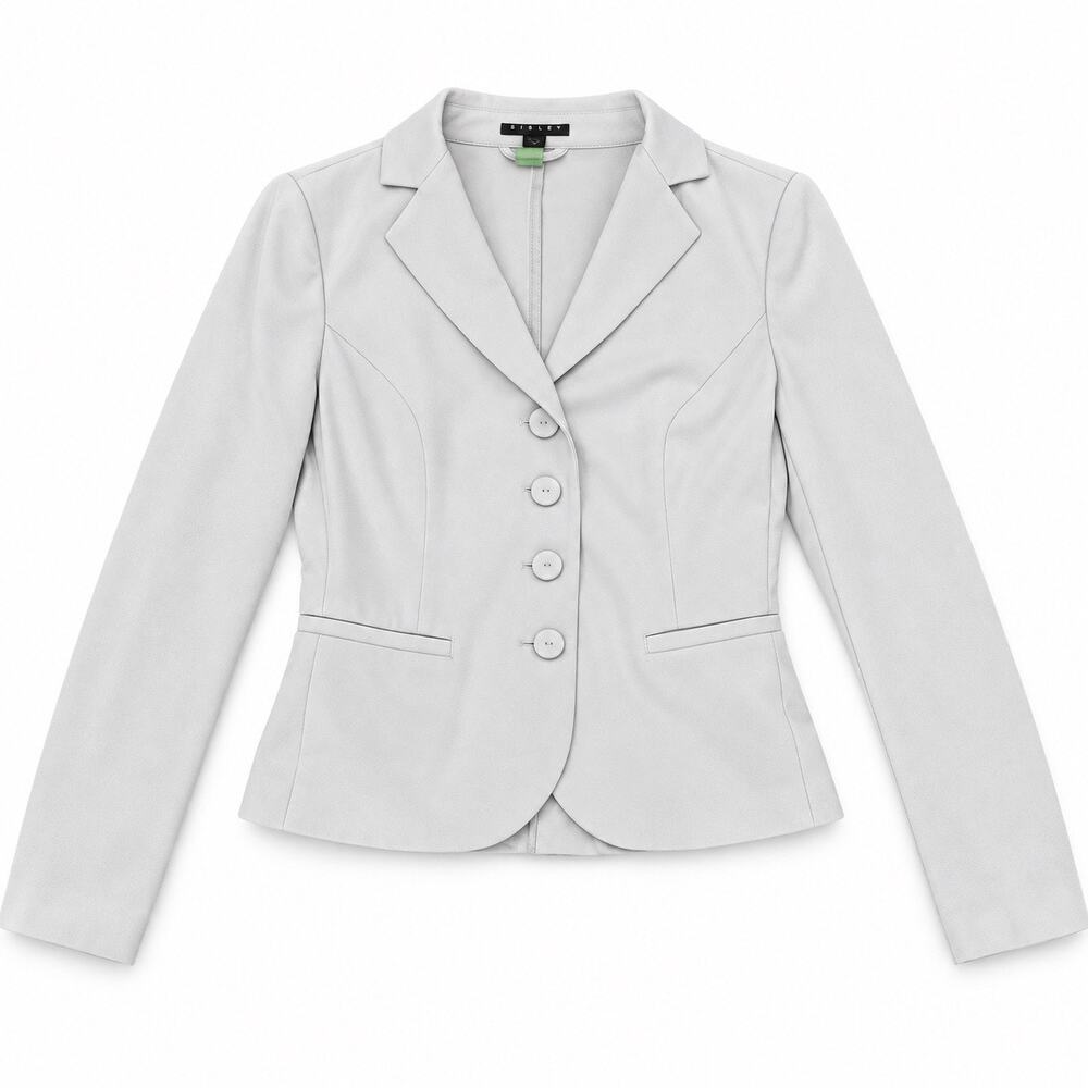 Sisley Benetton Womens Light Gray Stretch Blazer EU 42 US 4-6 Fitted 4 Button